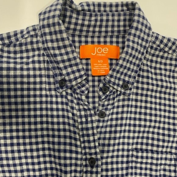 JOE FRESH Blue & Gray 100% Cotton Plaid Button Shirt ~ Size Small - Picture 2 of 14
